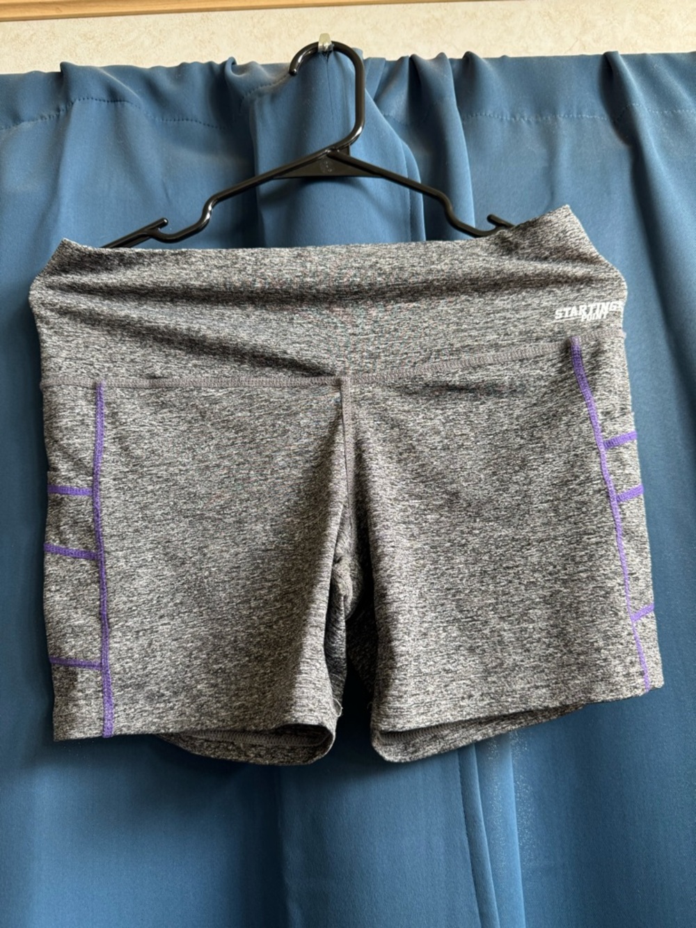 Starter Women's Gray Heather Bike Shorts with Purple Accents